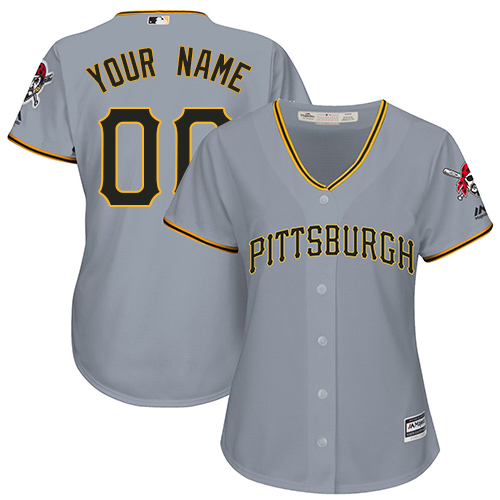 Women's Majestic Pittsburgh Pirates Customized Authentic Grey Road Cool Base MLB Jersey