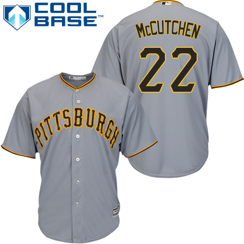 Youth Majestic Pittsburgh Pirates #22 Andrew McCutchen Replica Grey Road Cool Base MLB Jersey