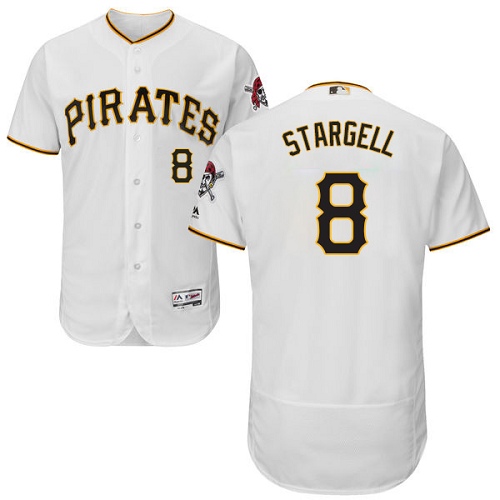 Men's Majestic Pittsburgh Pirates #8 Willie Stargell Authentic White Home Cool Base MLB Jersey