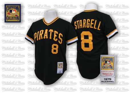 Men's Mitchell and Ness Pittsburgh Pirates #8 Willie Stargell Replica Black Throwback MLB Jersey