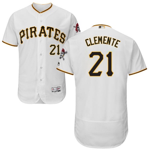 Men's Majestic Pittsburgh Pirates #21 Roberto Clemente Authentic White Home Cool Base MLB Jersey