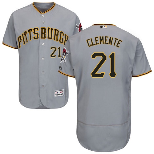 Men's Majestic Pittsburgh Pirates #21 Roberto Clemente Authentic Grey Road Cool Base MLB Jersey