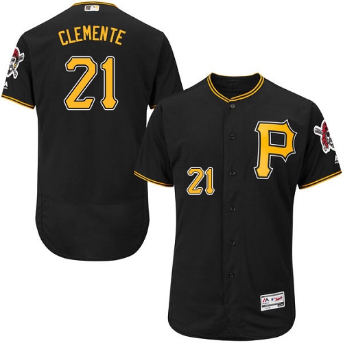Men's Majestic Pittsburgh Pirates #21 Roberto Clemente Authentic Black Alternate Cool Base MLB Jersey