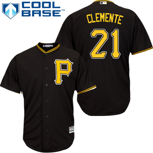 Men's Majestic Pittsburgh Pirates #21 Roberto Clemente Replica Black Alternate Cool Base MLB Jersey