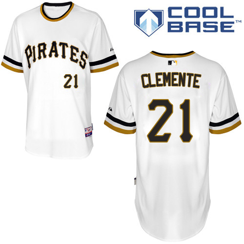 Men's Majestic Pittsburgh Pirates #21 Roberto Clemente Authentic White Alternate 2 Cool Base MLB Jersey