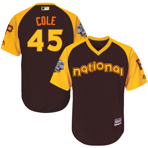 Youth Majestic Pittsburgh Pirates #45 Gerrit Cole Authentic Brown 2016 All-Star National League BP Cool Base MLB Jersey