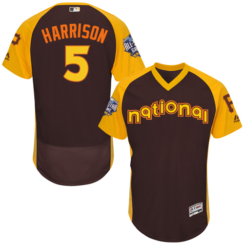 Men's Majestic Pittsburgh Pirates #5 Josh Harrison Brown 2016 All-Star National League BP Authentic Collection Flex Base MLB Jersey