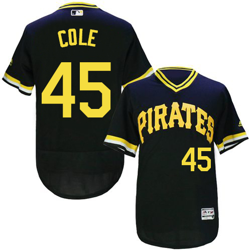 Men's Majestic Pittsburgh Pirates #45 Gerrit Cole Black Flexbase Authentic Collection Cooperstown MLB Jersey