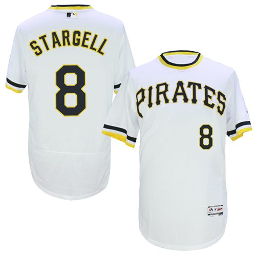 Men's Majestic Pittsburgh Pirates #8 Willie Stargell White Flexbase Authentic Collection Cooperstown MLB Jersey