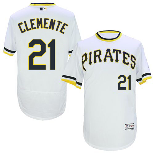 Men's Majestic Pittsburgh Pirates #21 Roberto Clemente White Flexbase Authentic Collection Cooperstown MLB Jersey