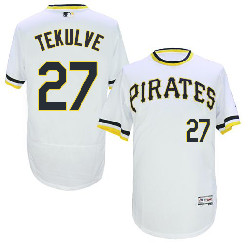 Men's Majestic Pittsburgh Pirates #27 Kent Tekulve White Flexbase Authentic Collection Cooperstown MLB Jersey
