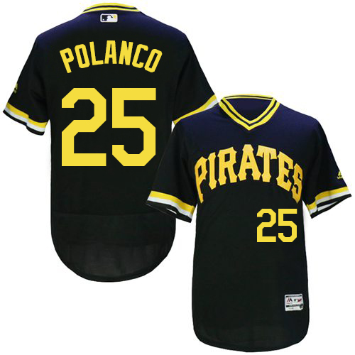 Men's Majestic Pittsburgh Pirates #25 Gregory Polanco Black Flexbase Authentic Collection Cooperstown MLB Jersey