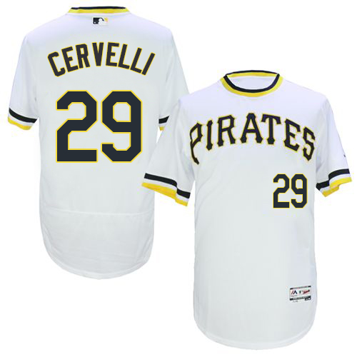 Men's Majestic Pittsburgh Pirates #29 Francisco Cervelli White Flexbase Authentic Collection Cooperstown MLB Jersey