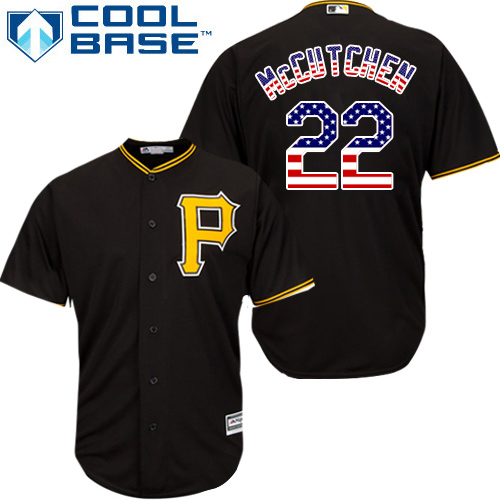 Men's Majestic Pittsburgh Pirates #22 Andrew McCutchen Authentic Black USA Flag Fashion MLB Jersey