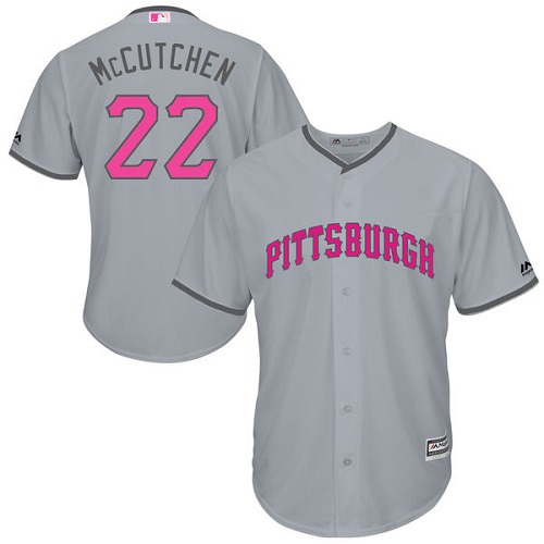 Men's Majestic Pittsburgh Pirates #22 Andrew McCutchen Replica Grey 2016 Mother's Day Cool Base MLB Jersey