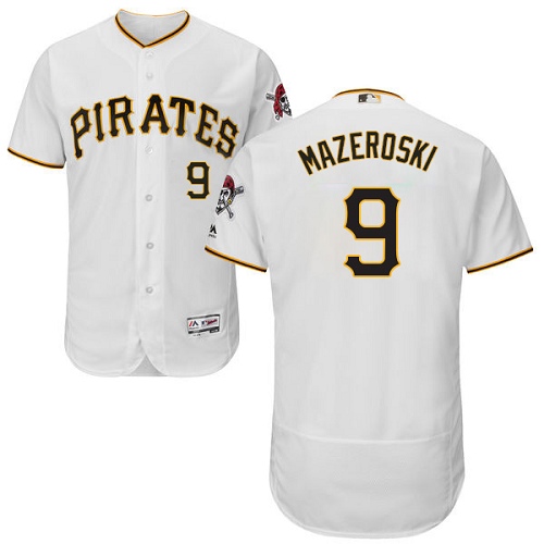 Men's Majestic Pittsburgh Pirates #9 Bill Mazeroski Authentic White Home Cool Base MLB Jersey
