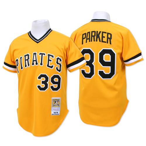 Men's Mitchell and Ness Pittsburgh Pirates #39 Dave Parker Replica Gold Throwback MLB Jersey