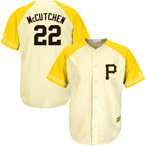 Men's Majestic Pittsburgh Pirates #22 Andrew McCutchen Replica Cream/Gold Exclusive MLB Jersey