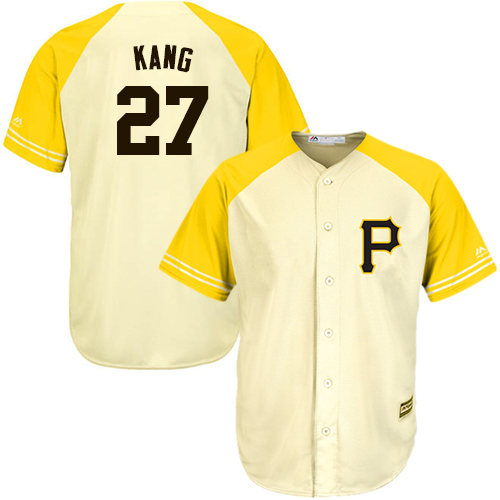 Men's Majestic Pittsburgh Pirates #16 Jung-ho Kang Replica Cream/Gold Exclusive MLB Jersey