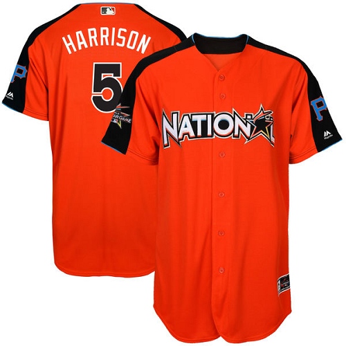 Men's Majestic Pittsburgh Pirates #5 Josh Harrison Authentic Orange National League 2017 MLB All-Star MLB Jersey