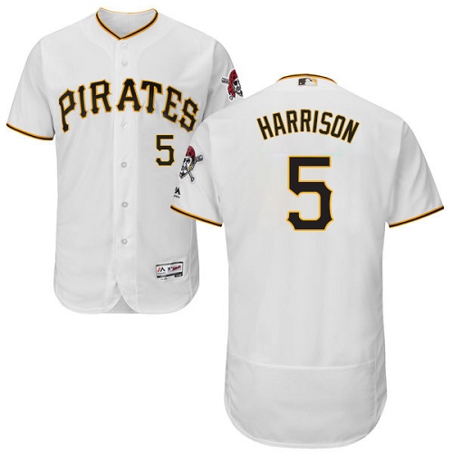 Men's Majestic Pittsburgh Pirates #5 Josh Harrison Authentic White Home Cool Base MLB Jersey