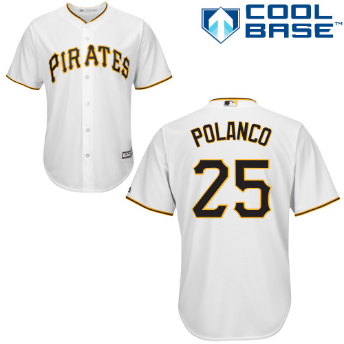 Men's Majestic Pittsburgh Pirates #25 Gregory Polanco Replica White Home Cool Base MLB Jersey