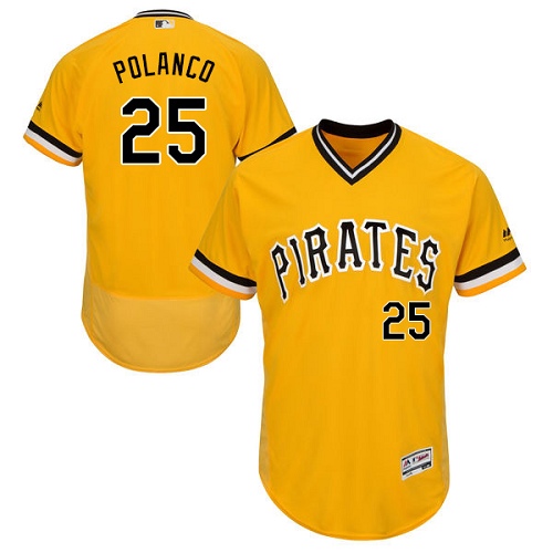 Men's Majestic Pittsburgh Pirates #25 Gregory Polanco Authentic Gold Alternate Cool Base MLB Jersey