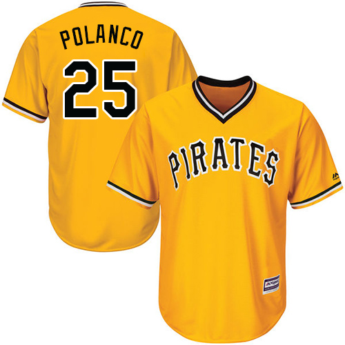 Men's Majestic Pittsburgh Pirates #25 Gregory Polanco Replica Gold Alternate Cool Base MLB Jersey
