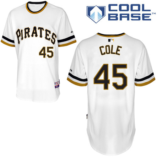 Men's Majestic Pittsburgh Pirates #45 Gerrit Cole Replica White Alternate 2 Cool Base MLB Jersey