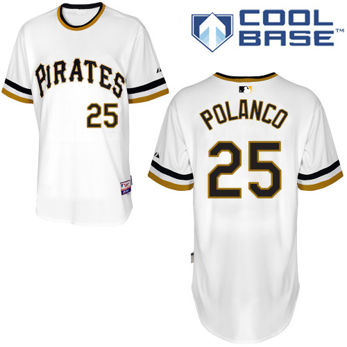 Men's Majestic Pittsburgh Pirates #25 Gregory Polanco Authentic White Alternate 2 Cool Base MLB Jersey