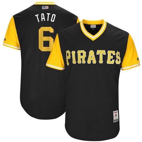 Men's Majestic Pittsburgh Pirates #6 Starling Marte "Tato" Authentic Black 2017 Players Weekend MLB Jersey