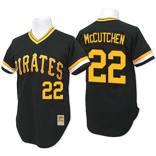 Men's Mitchell and Ness Pittsburgh Pirates #22 Andrew McCutchen Authentic Black Throwback MLB Jersey