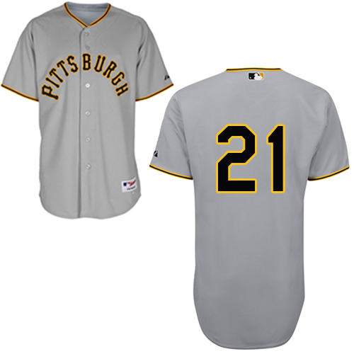 Men's Majestic Pittsburgh Pirates #21 Roberto Clemente Authentic Grey 1953 Turn Back The Clock MLB Jersey