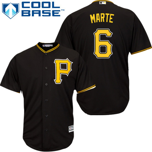 Youth Majestic Pittsburgh Pirates #6 Starling Marte Authentic Black Alternate Cool Base MLB Jersey