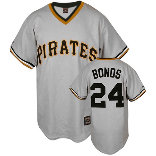 Men's Mitchell and Ness Pittsburgh Pirates #24 Barry Bonds Authentic Grey Throwback MLB Jersey