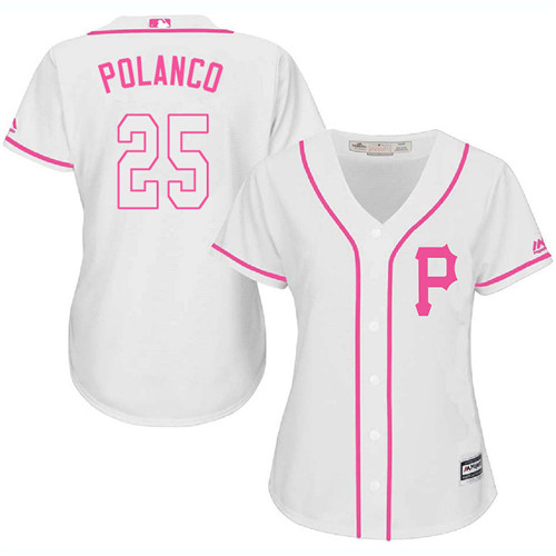 Women's Majestic Pittsburgh Pirates #25 Gregory Polanco Authentic White Fashion Cool Base MLB Jersey