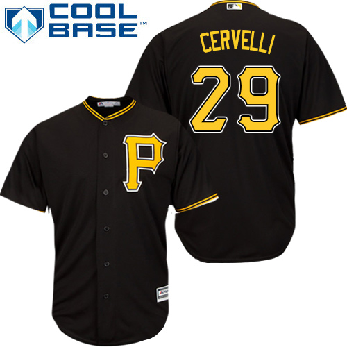 Men's Majestic Pittsburgh Pirates #29 Francisco Cervelli Replica Black Alternate Cool Base MLB Jersey