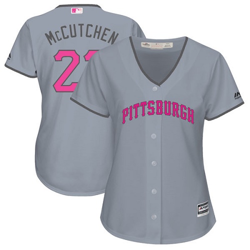 Women's Majestic Pittsburgh Pirates #22 Andrew McCutchen Authentic Grey Mother's Day Cool Base MLB Jersey