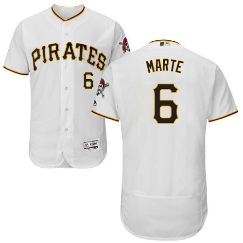 Men's Majestic Pittsburgh Pirates #6 Starling Marte White Flexbase Authentic Collection MLB Jersey
