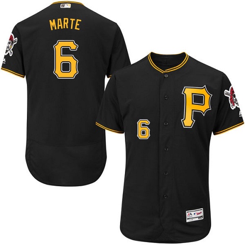 Men's Majestic Pittsburgh Pirates #6 Starling Marte Black Flexbase Authentic Collection MLB Jersey