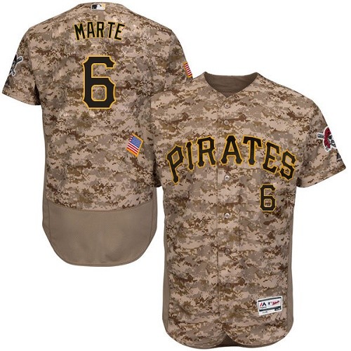 Men's Majestic Pittsburgh Pirates #6 Starling Marte Camo Flexbase Authentic Collection MLB Jersey