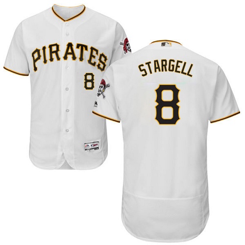 Men's Majestic Pittsburgh Pirates #8 Willie Stargell White Flexbase Authentic Collection MLB Jersey