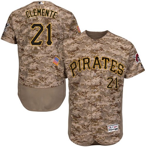 Men's Majestic Pittsburgh Pirates #21 Roberto Clemente Camo Flexbase Authentic Collection MLB Jersey