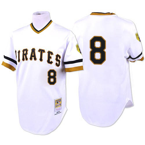 Men's Mitchell and Ness 1971 Pittsburgh Pirates #8 Willie Stargell Replica White Throwback MLB Jersey