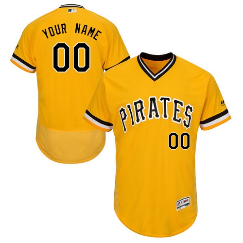 Men's Majestic Pittsburgh Pirates Customized Gold Flexbase Authentic Collection MLB Jersey
