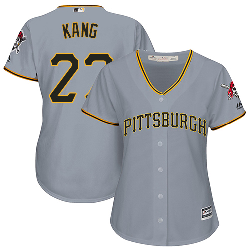 Women's Majestic Pittsburgh Pirates #16 Jung-ho Kang Replica Grey Road Cool Base MLB Jersey