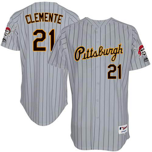 Men's Majestic Pittsburgh Pirates #21 Roberto Clemente Authentic Grey 1997 Turn Back The Clock MLB Jersey