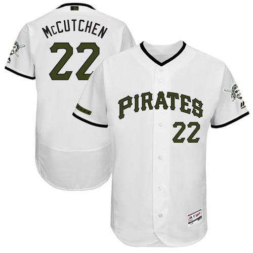 Men's Majestic Pittsburgh Pirates #22 Andrew McCutchen White Memorial Day Authentic Collection Flex Base MLB Jersey