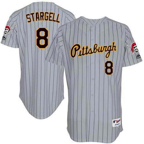 Men's Majestic Pittsburgh Pirates #8 Willie Stargell Authentic Grey 1997 Turn Back The Clock MLB Jersey
