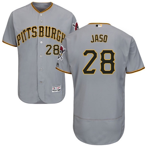 Men's Majestic Pittsburgh Pirates #28 John Jaso Authentic Grey Road Cool Base MLB Jersey